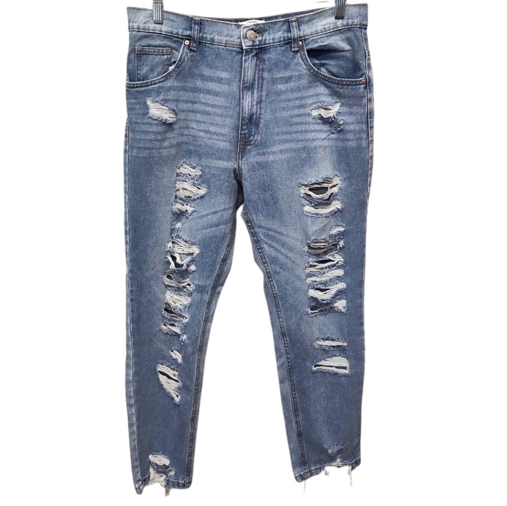 Refuge High-Rise Distressed/Shredded Skinny Ripped Denim Jeans Size 11